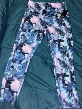 LegEnd- Women’s Floral Print Active Leggings - Pink & Blue & green